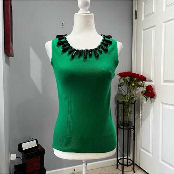 NEW Vintage Milly of New York Cashmere Jewel Scoop Neck Sleeveless Sweater NWOT - Picture 6 of 16